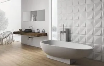 Azulejo 3D Japan White Gloss é trunfo da decoração  